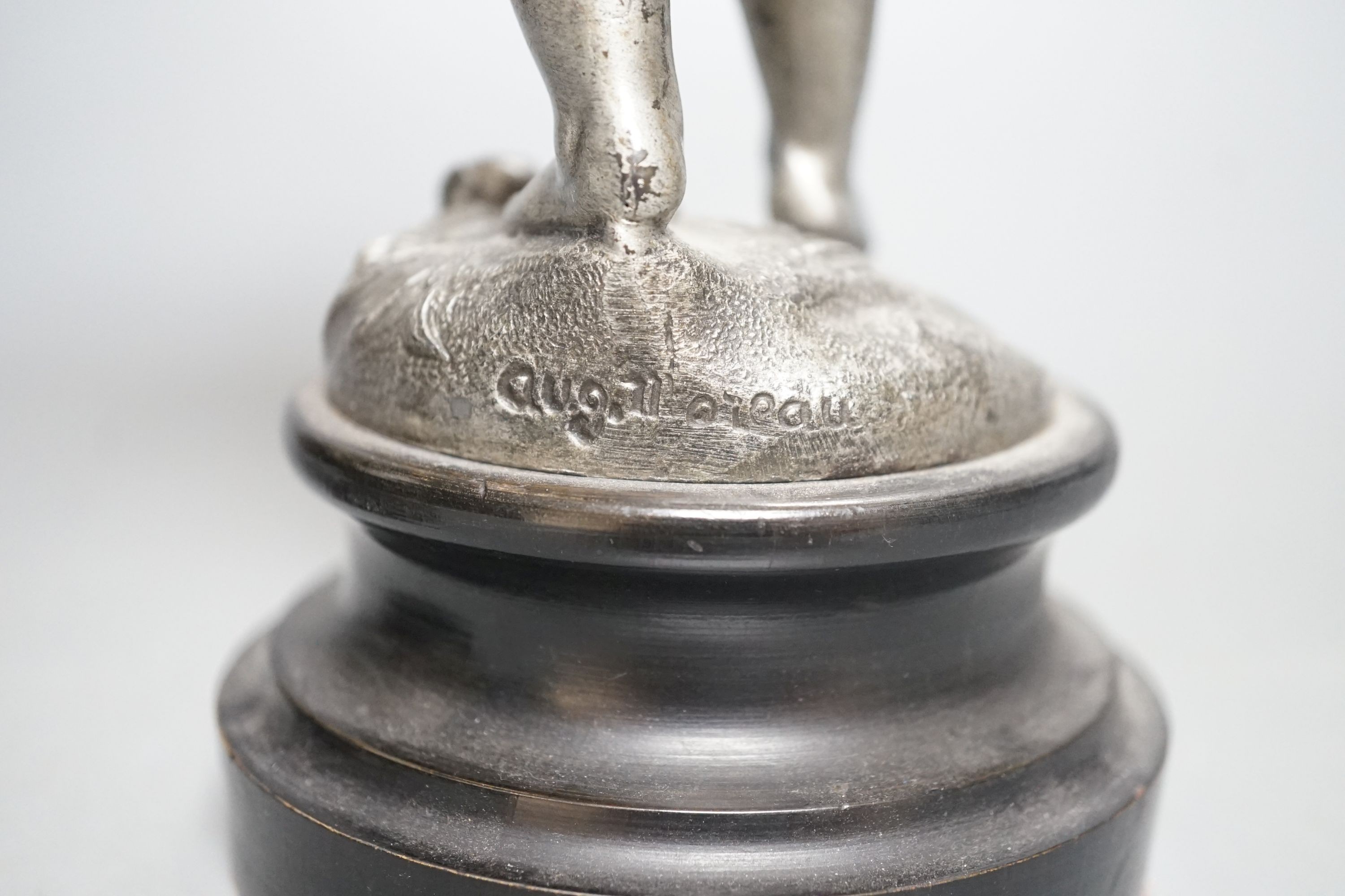 A pair of bronze musical putti and a pair of seasonal spelter putti - tallest 32cm